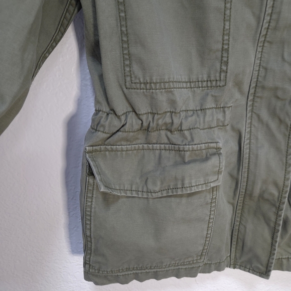 Madewell Cinched Waist Jacket Olive Green Canvas Zip Up Pockets Size Large - Picture 5 of 16